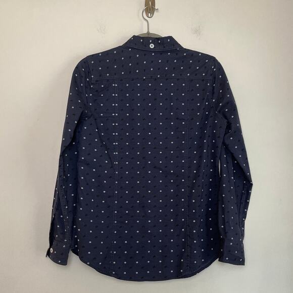 Bit & Bridle Womens Horse Print Long Sleeve Button Up Top Navy Size Small Riding - Picture 3 of 7